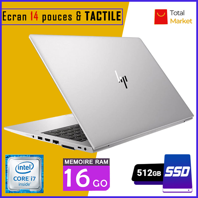 HP Elitebook 840 G5/G6 - Ecran TACTILE - Core i7 - RAM 16gb - 512gb SSD / Ecran 14 pouces - Clavier rétro-éclairé (Dans Carton)