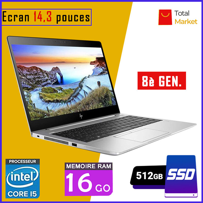 HP Elitebook 840 G5/G6 - Core i5 - RAM 16gb - 512gb SSD / Ecran 14,3 pouces - 8ème Génération (Dans Carton)