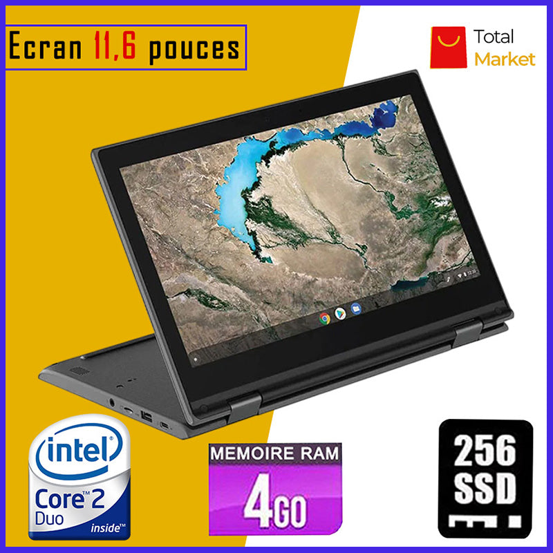 LENOVO 300e - Dual Core - RAM 4gb - 256gb SSD / Ecran 12 pouces - PC Pliable 360° (Dans carton)