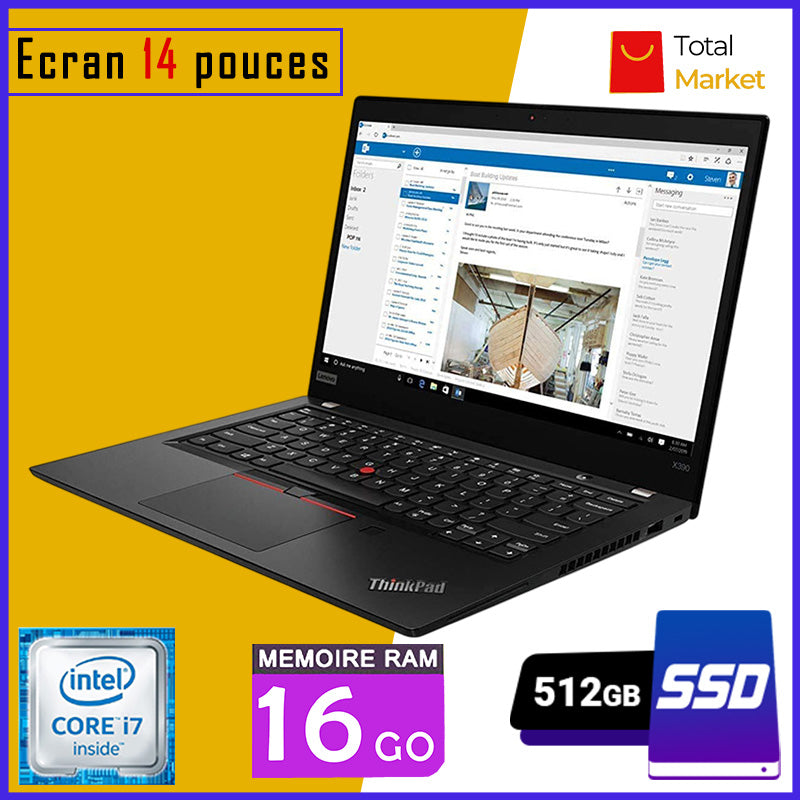 Lenovo ThinkPad X390 – Core i7 | 16GB RAM | 512GB SSD | Écran 14 pouces | 8ᵉ Génération (Dans Carton)