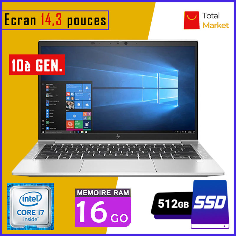 HP Elitebook 840 G7 - Core i7 - RAM 16gb - 512gb SSD / Ecran 14,3 pouces - Clavier rétro-éclairé - 10ème Génération (Dans Carton)