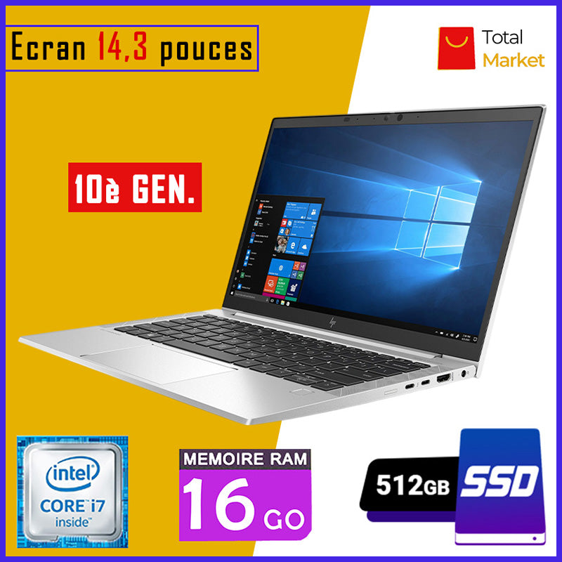 HP Elitebook 840 G7 - Core i7 - RAM 16gb - 512gb SSD / Ecran 14,3 pouces - Clavier rétro-éclairé - 10ème Génération (Dans Carton)