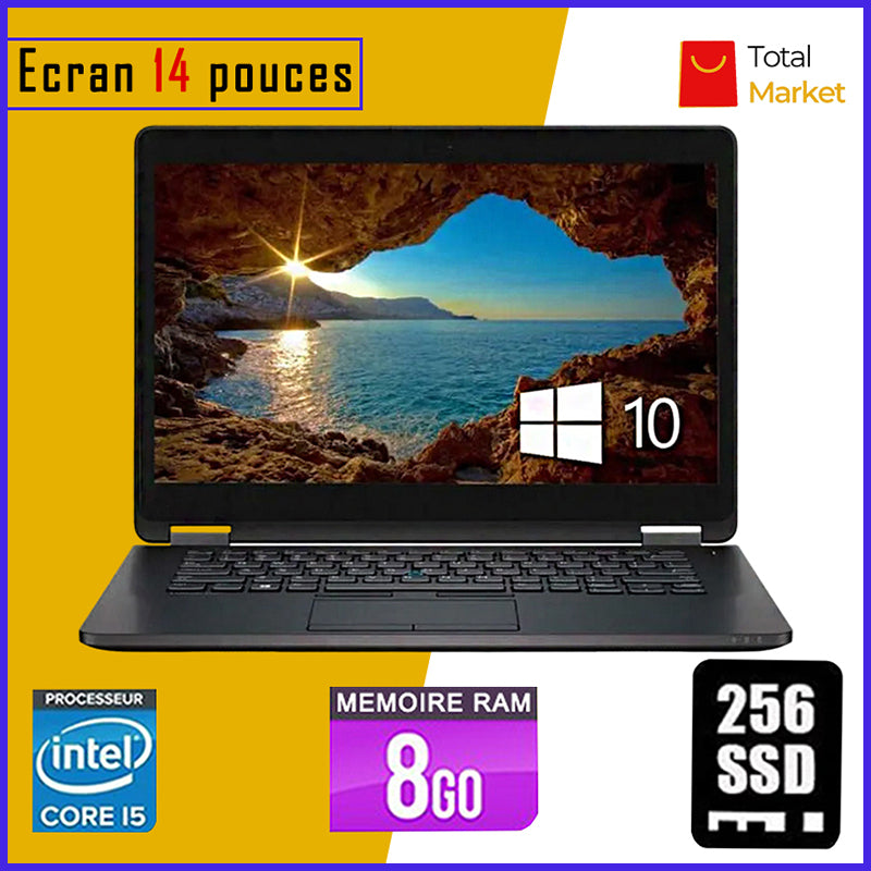DELL E7470 - Core i5 - RAM 8gb - 256gb SSD / Processeur 2.4-2.5 GHZ - Ecran 14 pouces (Dans Carton)