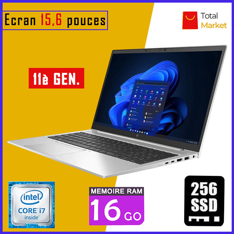 HP Elitebook 850 G8 - Core i7 - RAM 16gb - 256gb SSD / Ecran 15,6 pouces - Pavé Numérique - 11ème Génération (Dans Carton)