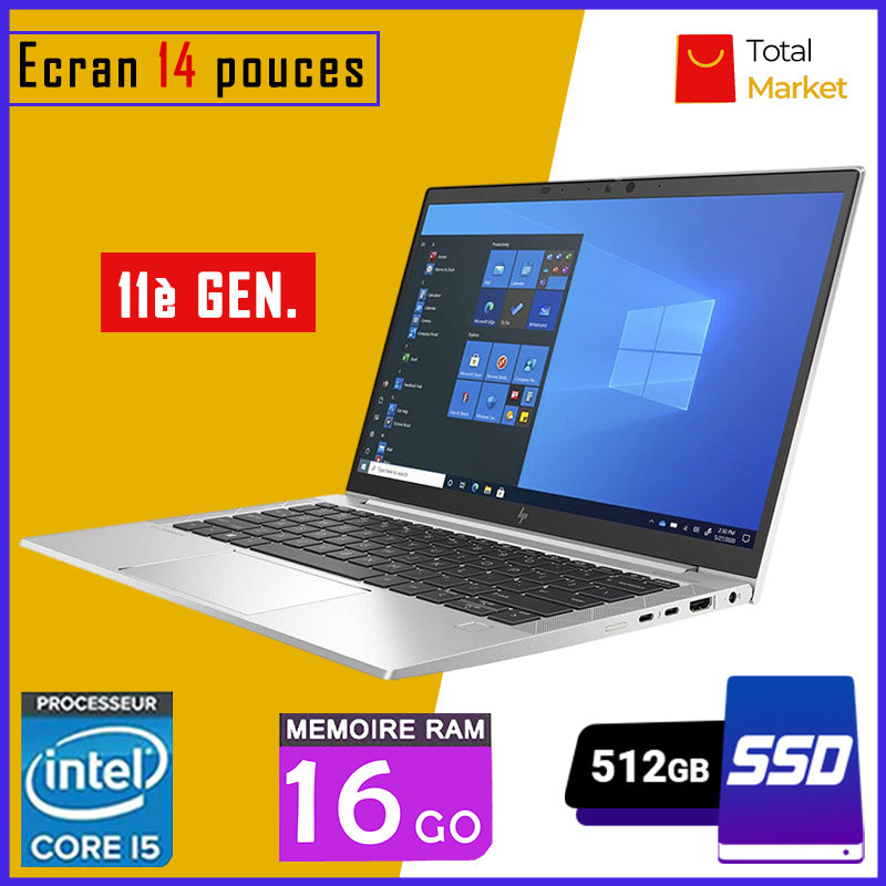 HP Elitebook 840 G8 - Core i5 - RAM 16gb - 512gb SSD / Ecran 14 pouces - 11ème Génération (Dans Carton)