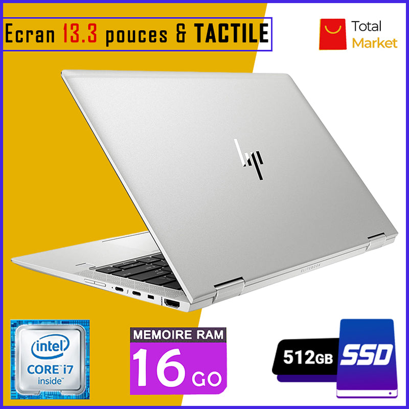 HP EliteBook x360 1030 G3 - Ecran TACTILE - Core i7 - RAM 16gb - 512gb SSD / Ecran 13,3 pouces - (PC PLIABLE à 360° et Dans Carton)