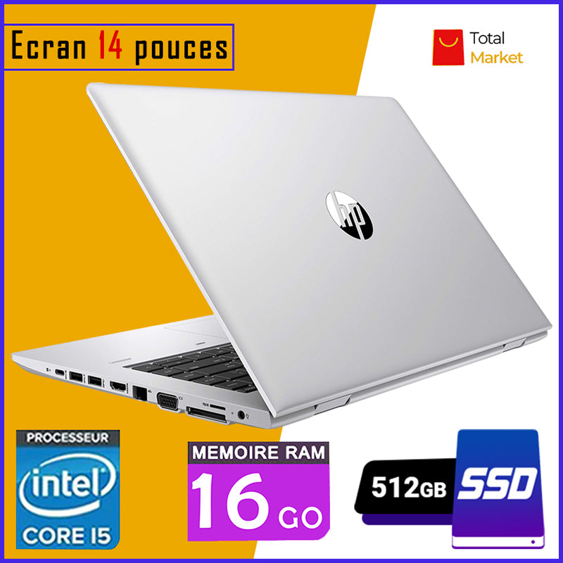 HP Probook 640 G4 - Core i5 - Ram 16gb - 512gb SSD (Capable de prendre deux (02) disques dur) / Ecran 14 pouces - Processeur 2.7 GHZ - 7ème et 8ème Génération (Dans Carton)