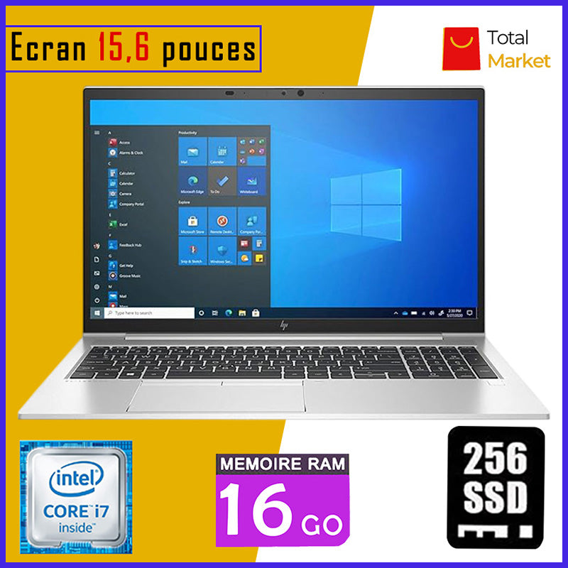HP Elitebook 850 G7 - Core i7 - RAM 16gb - 256gb SSD / Ecran 15,6 pouces - Pavé Numérique - 10ème Génération (Dans Carton)