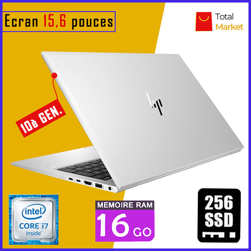 HP Elitebook 850 G7 - Core i7 - RAM 16gb - 256gb SSD / Ecran 15,6 pouces - Pavé Numérique - 10ème Génération (Dans Carton)