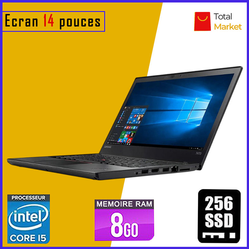 LENOVO T470 - Core i5 - RAM 8gb - 256gb SSD / Processeur 2.4 GHZ - Ecran 14 pouces (Dans Carton)