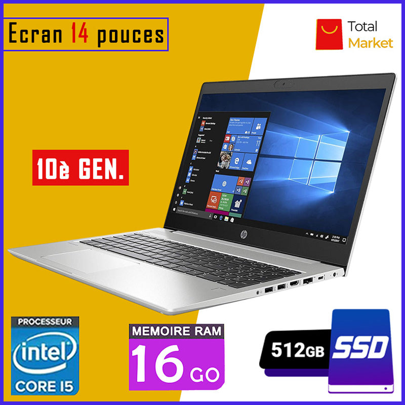 HP Elitebook 430/440 G7 - Core i5 - RAM 16gb - 512gb SSD / Ecran 14 pouces - 10ème Génération - Clavier rétro-éclairé (Dans Carton)