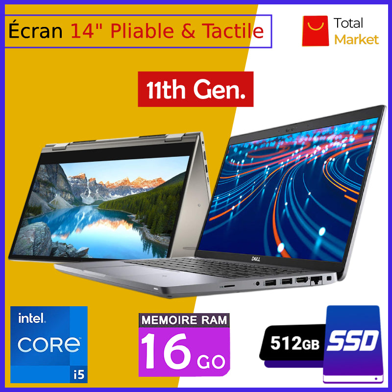 DELL LATITUDE 5420 - Tactile - Core i5 - RAM 16gb - 512gb SSD / Ecran 14 pouces - Pliable 360° - 11è Génération (Dans Carton)
