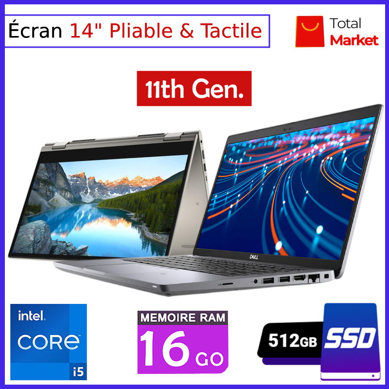 DELL LATITUDE 5420 - Tactile - Core i5 - RAM 16gb - 512gb SSD / Ecran 14 pouces - Pliable 360° - 11è Génération (Dans Carton)