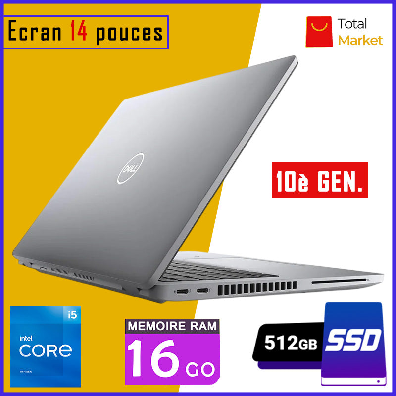 DELL LATITUDE 5410 - Core i5 - RAM 16gb - 512gb SSD / Ecran 14 pouces - 10è Génération (Dans Carton)