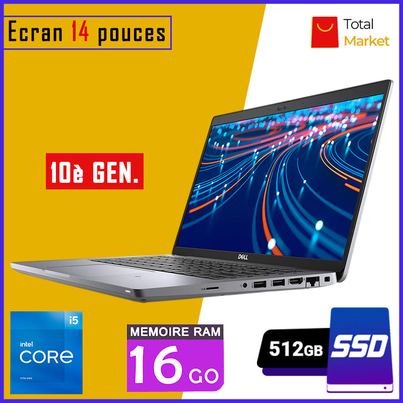 DELL LATITUDE 5410 - Core i5 - RAM 16gb - 512gb SSD / Ecran 14 pouces - 10è Génération (Dans Carton)