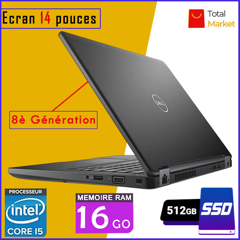 DELL 5490 - Core i5 - RAM 16gb - 512gb SSD - Ecran 14 pouces - 8è Génération (Dans Carton)