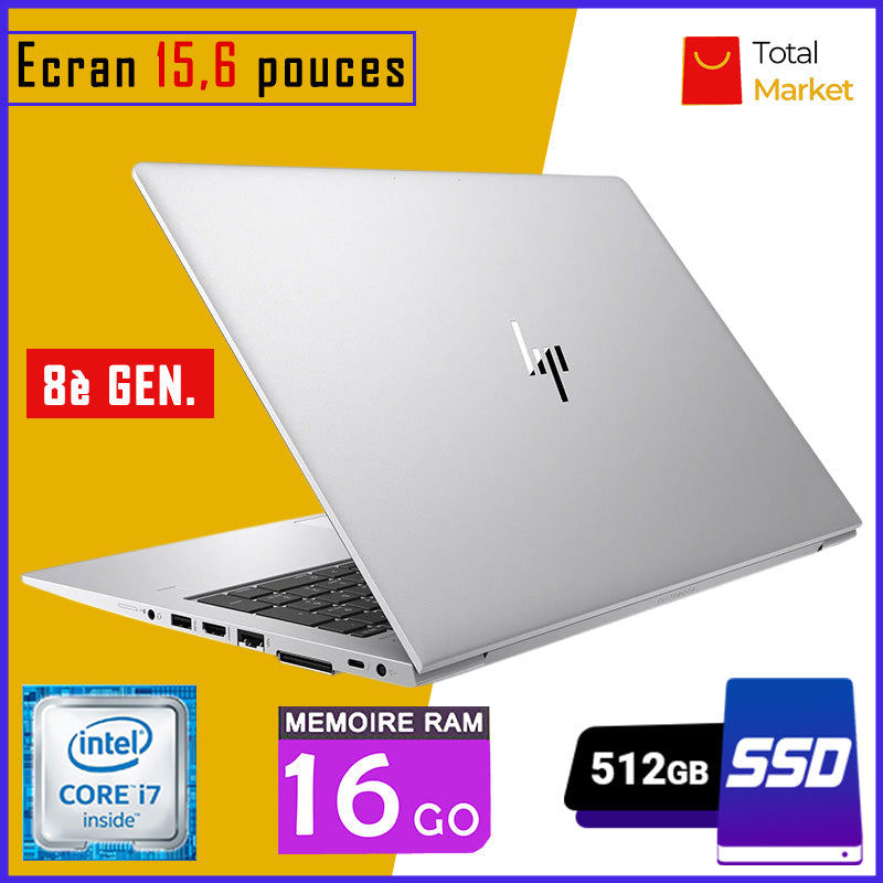 HP Elitebook 850 G5 - Core i7 - RAM 16gb - 512gb SSD / Ecran 15,6 pouces - Pavé Numérique - Clavier Retro éclairée / 8ème Génération (Dans Carton)