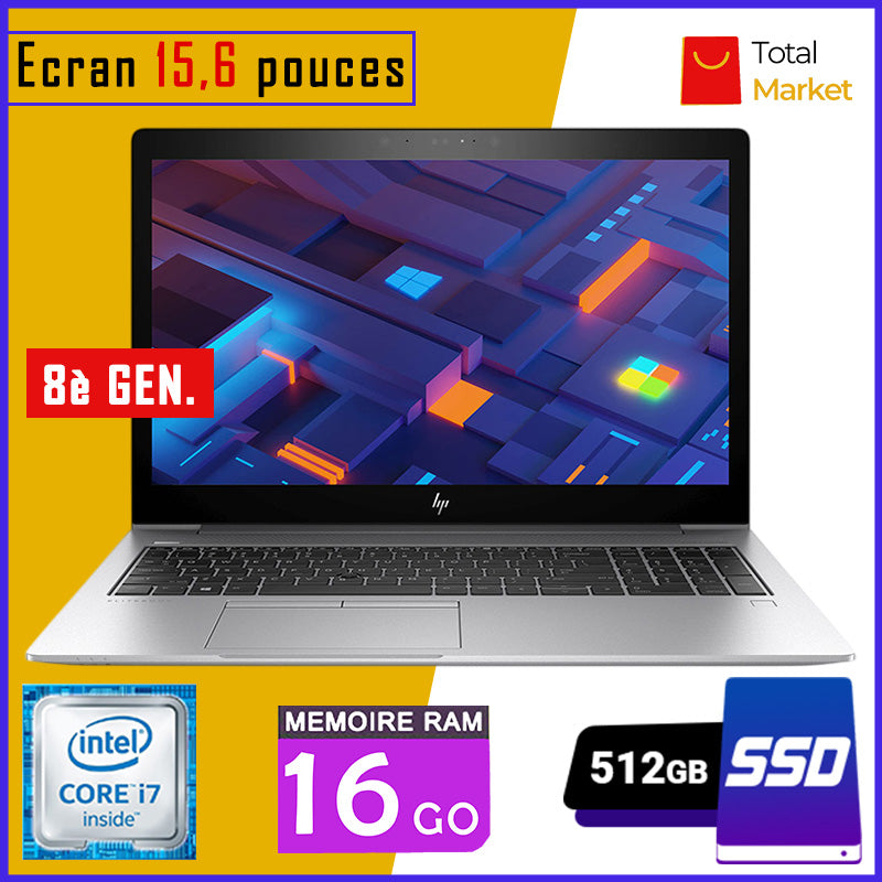 HP Elitebook 850 G5 - Core i7 - RAM 16gb - 512gb SSD / Ecran 15,6 pouces - Pavé Numérique - Clavier Retro éclairée / 8ème Génération (Dans Carton)