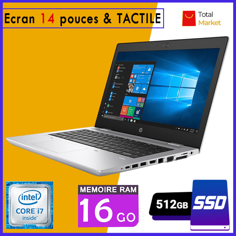 HP Probook 640 G4 - Ecran TACTILE - Core i7 - Ram 16gb - 512gb SSD (Capable de prendre deux (02) disques dur) / Ecran 14 pouces - Processeur 2.7 GHZ - 7Úme et 8Úme Génération (Dans Carton)