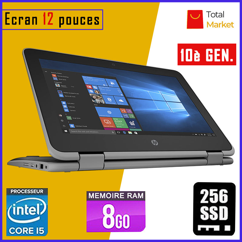 HP Probook X360 G6 - 10è Génération - Écran TACTILE / Core i5 - RAM 8GB - 256GB SSD - Écran 12 pouces - PC Pliable 360° (Dans Carton)