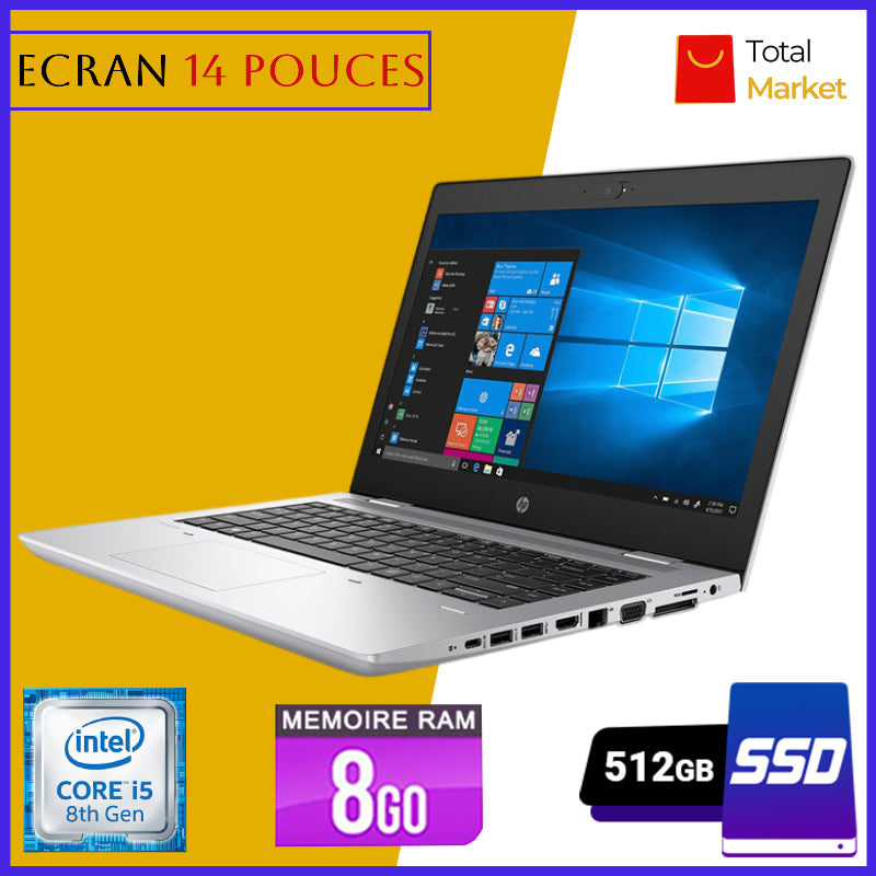 HP Probook 640 G5 - Core i5 - Ram 8gb - 512gb SSD (Capable de prendre deux (02) disques dur) / Ecran 14 pouces - 8Úme Génération (Dans Carton)