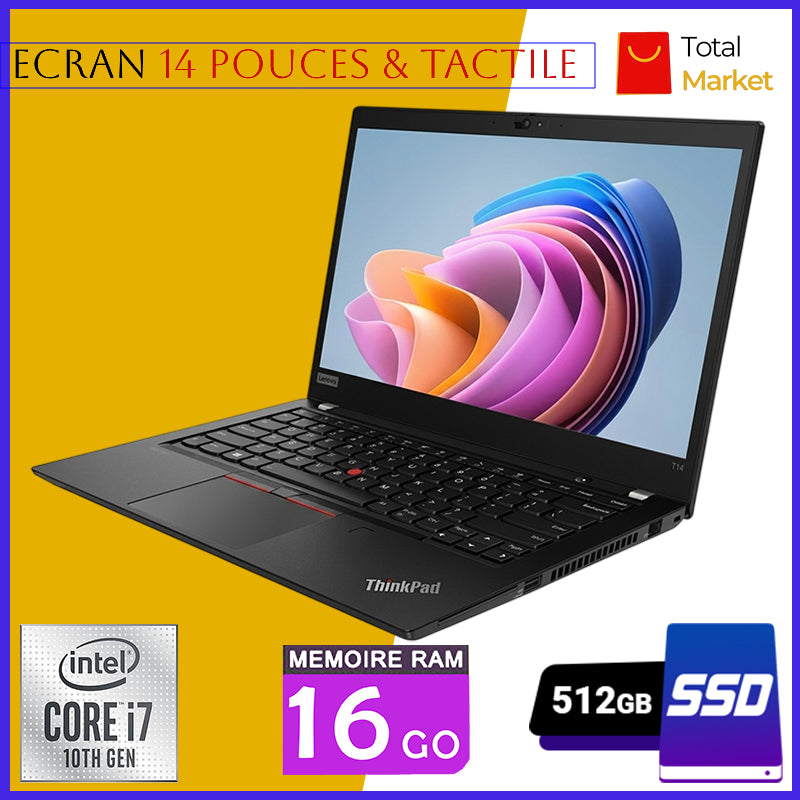 Lenovo ThinkPad T14 G1 – Core i7 - Tactile - 16GB RAM - 512GB SSD - Écran 14 pouces - 10ᵉ Génération (Dans Carton)