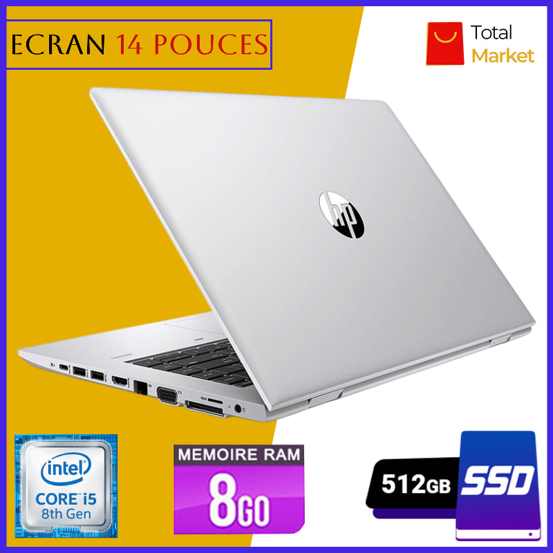 HP Probook 640 G5 - Core i5 - Ram 8gb - 512gb SSD (Capable de prendre deux (02) disques dur) / Ecran 14 pouces - 8Úme Génération (Dans Carton)