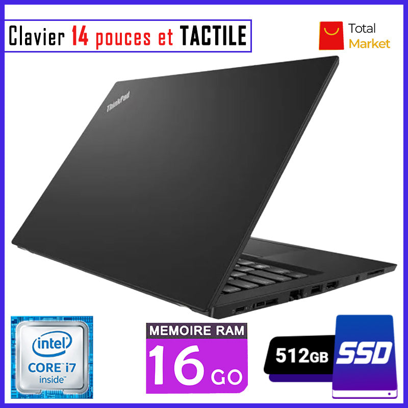 Lenovo ThinkPad T480s - Ecran TACTILE - Core i7 - RAM 16gb - 512gb SSD - Clavier Retro Ă©clairĂ©e - Ăcran 14 pouces - 8á” GĂ©nĂ©ration (Dans Carton)