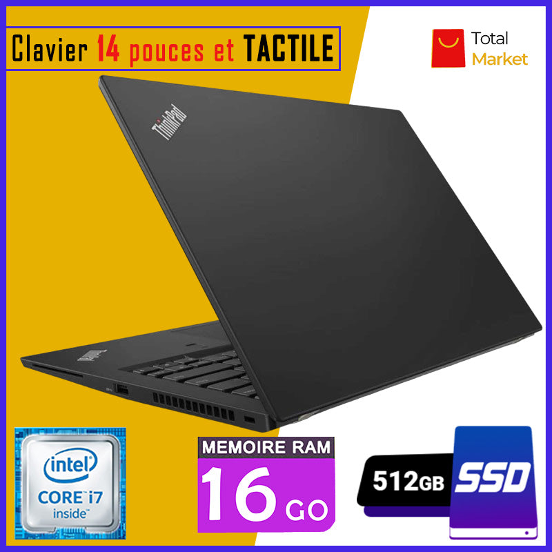 Lenovo ThinkPad T480s - Ecran TACTILE - Core i7 - RAM 16gb - 512gb SSD - Clavier Retro éclairée - Écran 14 pouces - 8ᵉ Génération (Dans Carton)