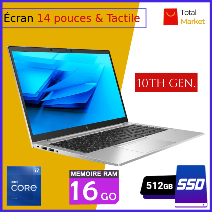 HP Elitebook 840 G7 - Core i7 - Écran Tactile - Ram 16gb - 512gb SSD / Écran 14 pouces - 10è Génération (Dans carton)