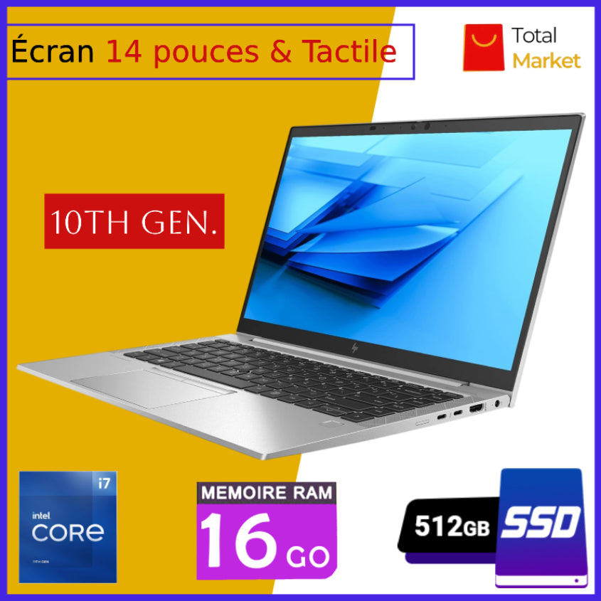 HP Elitebook 840 G7 - Core i7 - Écran Tactile - Ram 16gb - 512gb SSD / Écran 14 pouces - 10è Génération (Dans carton)