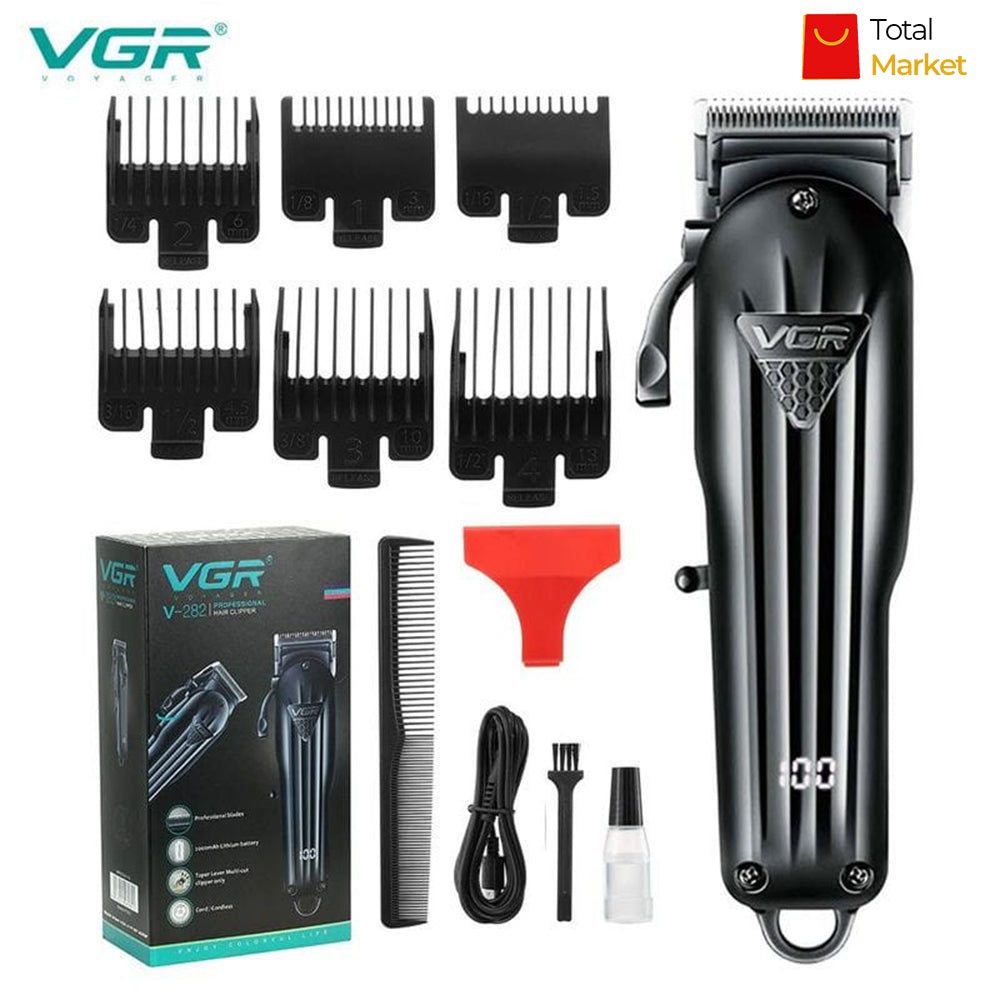 Tondeuse à Cheveux Professionnelle, Appareil pour Couper les Cheveux, Réglable, Sans Fil, Rechargeable - Marque VGR – Modèle V 282