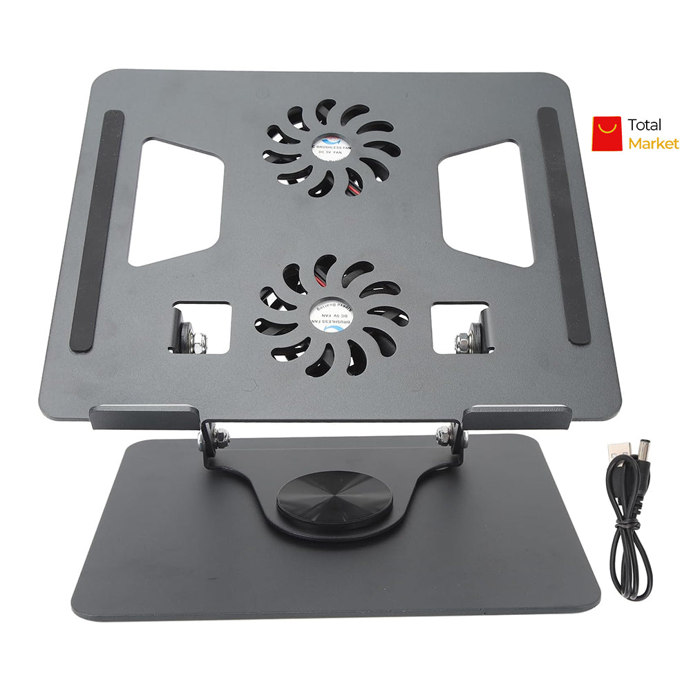 SUPPORT DE PC PLIABLE ROTATIF 360° AVEC DEUX (02) VENTILLATEUR DE REFROIDISSEMENT (PREMIUM)