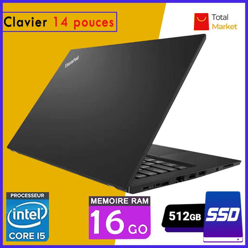 💻 Lenovo ThinkPad T480s – Core i5 | 16GB RAM | 512GB SSD | Écran 14 pouces | 8ᵉ Génération (Dans Carton)