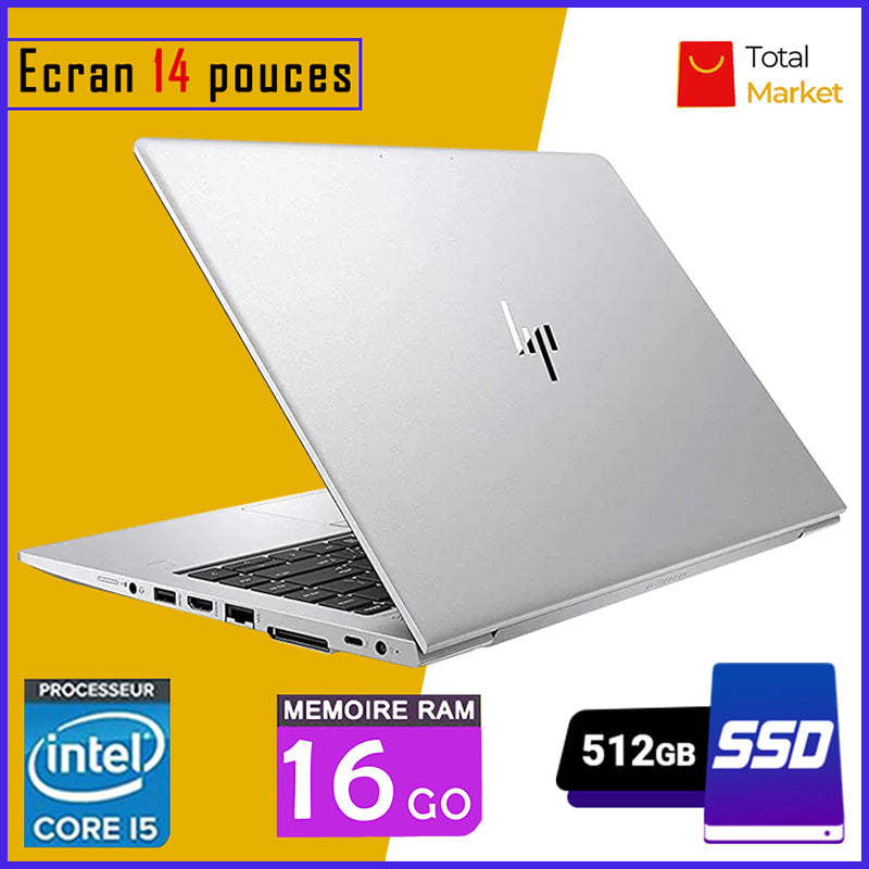 HP Elitebook 840 G5 - Core i5 - RAM 16gb - 512gb SSD / Ecran 14,3 pouces - 7ème et 8ème Génération