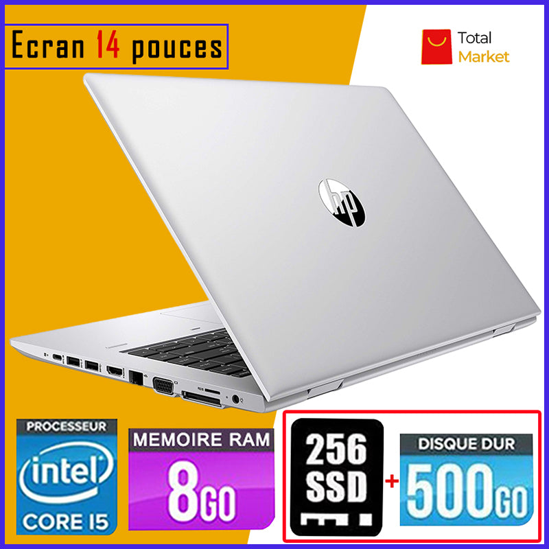 HP Probook 640 G4 - Core i5 - Ram 8gb avec deux (02) disques dur (256gb SSD et 500gb HDD) / Ecran 14 pouces - Processeur 2,7 GHZ - 7ème Génération