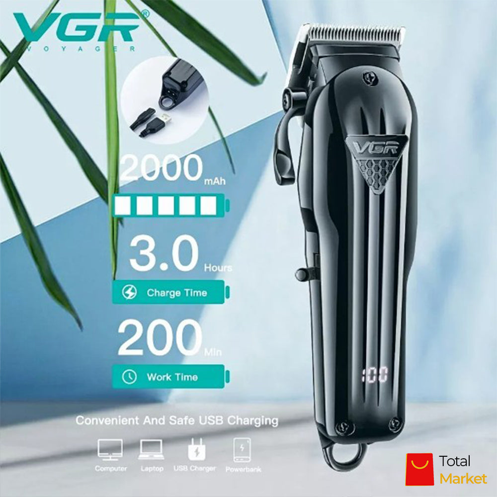 Tondeuse à Cheveux Professionnelle, Appareil pour Couper les Cheveux, Réglable, Sans Fil, Rechargeable - Marque VGR – Modèle V 282