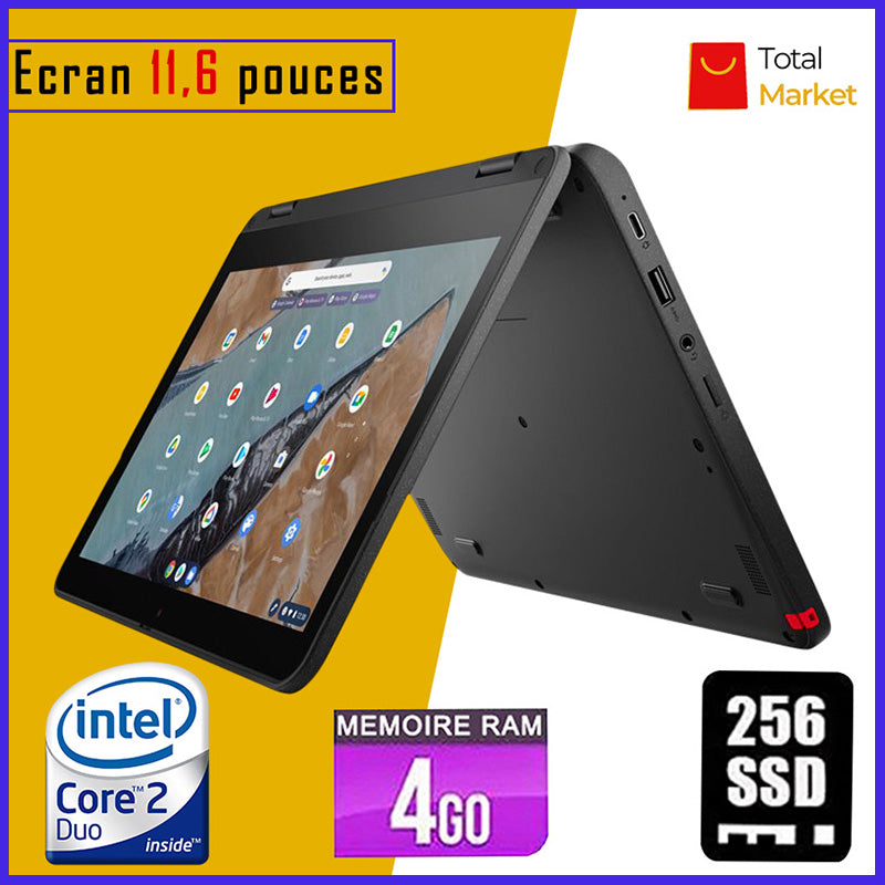 LENOVO 300e - Dual Core - RAM 4gb - 256gb SSD / Ecran 12 pouces - PC Pliable 360° (Dans carton)