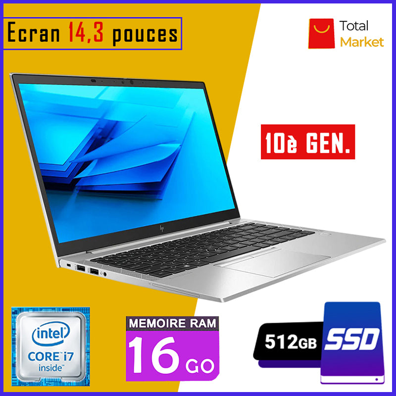 HP Elitebook 840 G7 - Core i7 - RAM 16gb - 512gb SSD / Ecran 14,3 pouces - Clavier rétro-éclairé - 10ème Génération (Dans Carton)