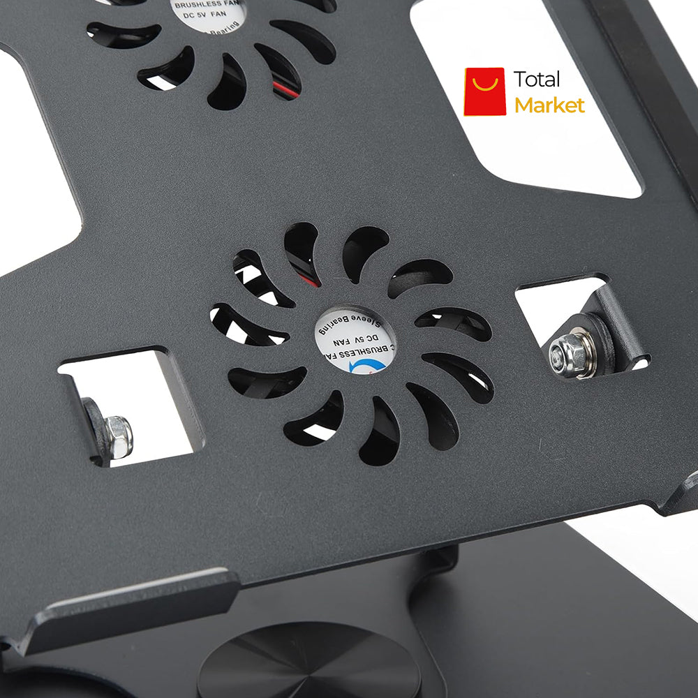 SUPPORT DE PC PLIABLE ROTATIF 360° AVEC DEUX (02) VENTILLATEUR DE REFROIDISSEMENT (PREMIUM)