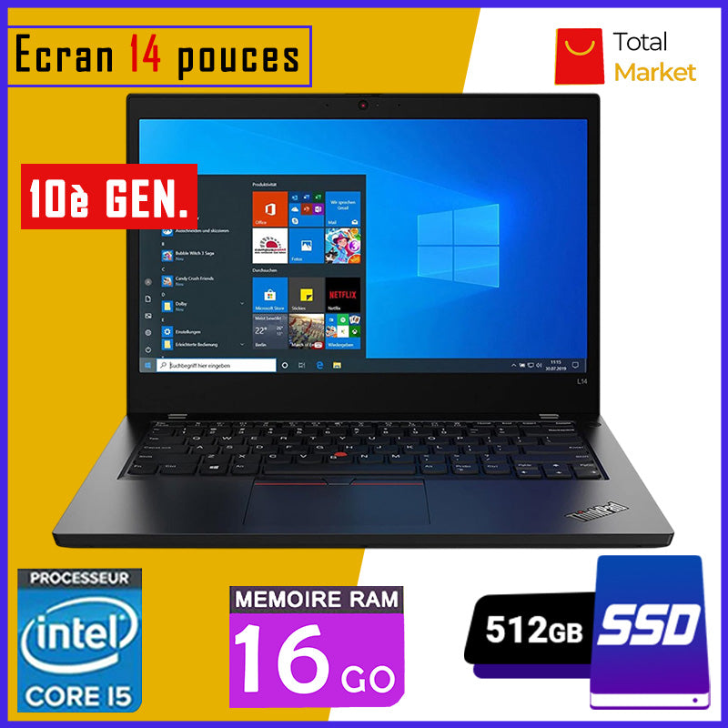 Lenovo ThinkPad L14 – Core i5  16GB RAM - 512GB SSD - Écran 14 pouces - 10ᵉ Génération (Dans Carton)