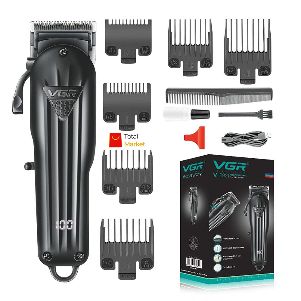 Tondeuse à Cheveux Professionnelle, Appareil pour Couper les Cheveux, Réglable, Sans Fil, Rechargeable - Marque VGR – Modèle V 282