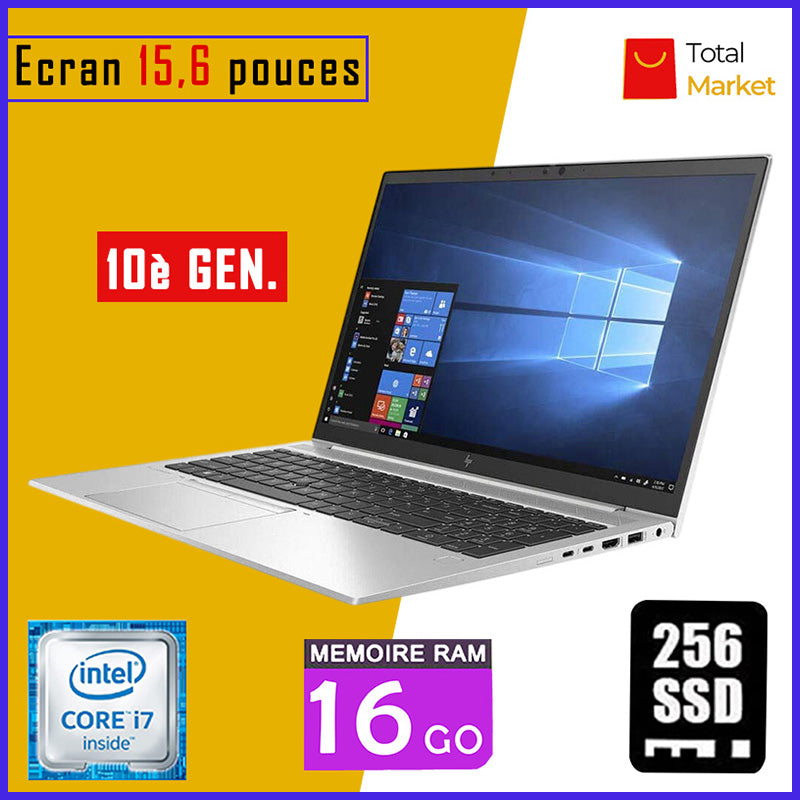 HP Elitebook 850 G7 - Core i7 - RAM 16gb - 256gb SSD / Ecran 15,6 pouces - Pavé Numérique - 10ème Génération (Dans Carton)