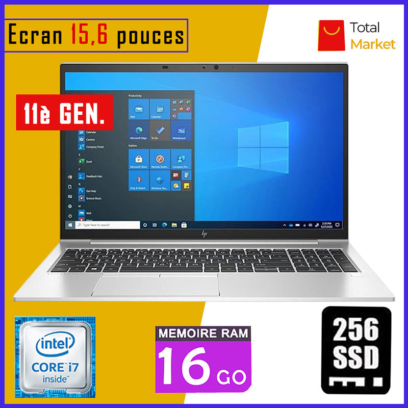HP Elitebook 850 G8 - Core i7 - RAM 16gb - 256gb SSD / Ecran 15,6 pouces - Pavé Numérique - 11ème Génération (Dans Carton)