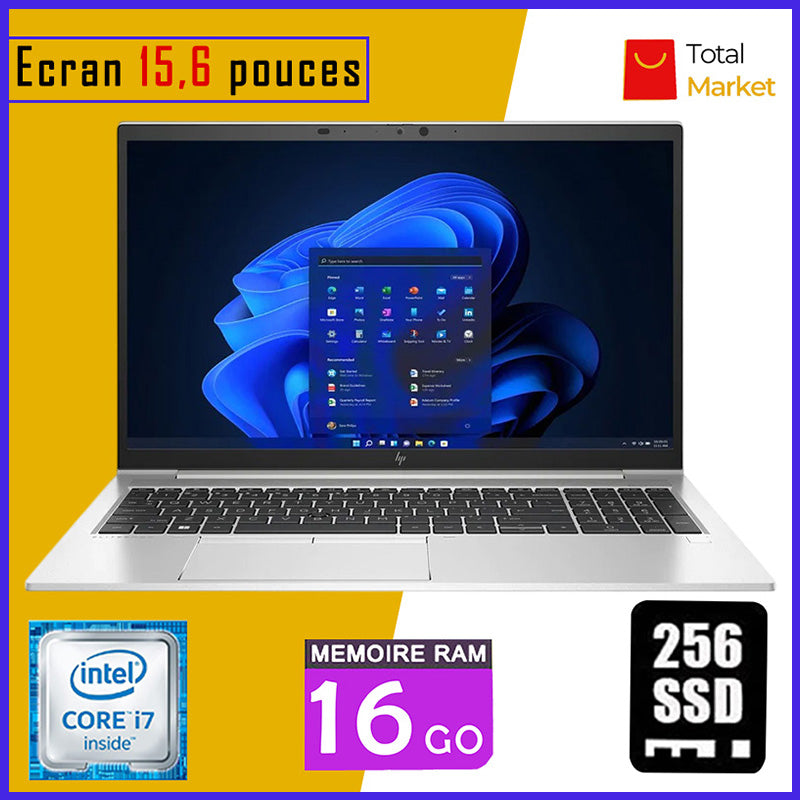HP Elitebook 850 G8 - Core i7 - RAM 16gb - 256gb SSD / Ecran 15,6 pouces - Pavé Numérique - 11ème Génération (Dans Carton)