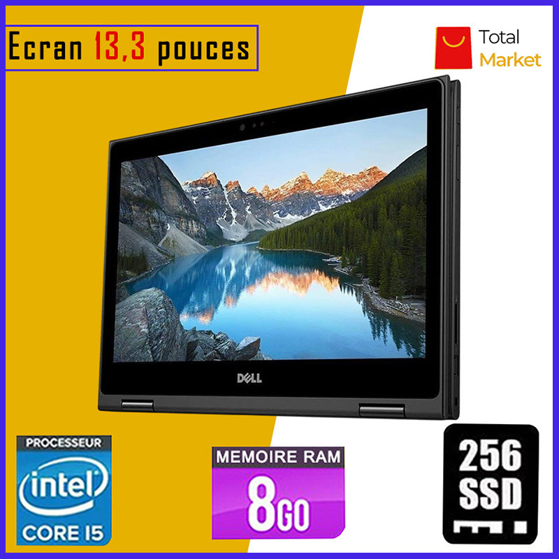 DELL 3390 - Core i5 - RAM 8gb - 256gb SSD / Processeur 1.6-3.6 GHZ en Mode Turbo Boost - Ecran 13,3 pouces - PC Pliable 360° (Dans Carton)