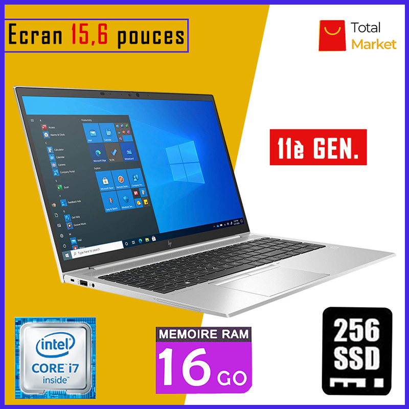 HP Elitebook 850 G8 - Core i7 - RAM 16gb - 256gb SSD / Ecran 15,6 pouces - Pavé Numérique - 11ème Génération (Dans Carton)
