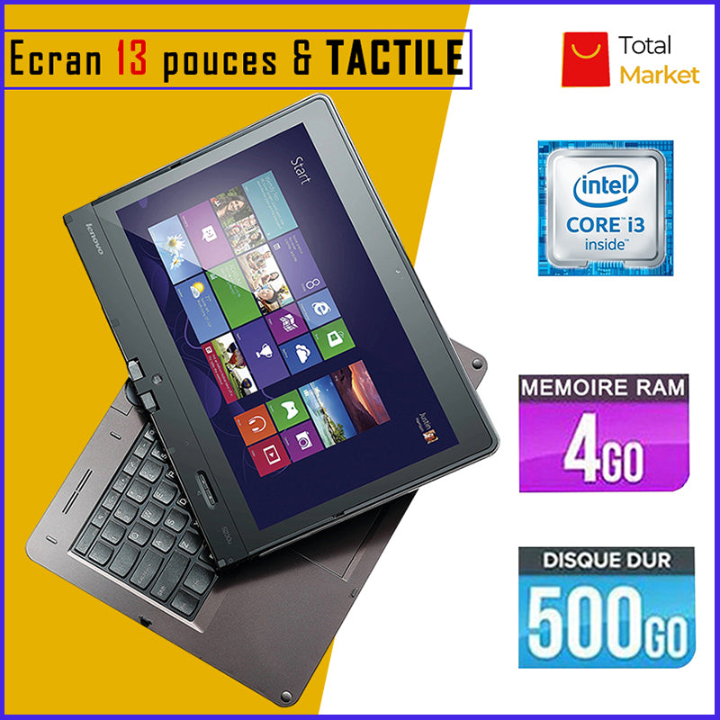 LENOVO TWIST - Ecran TACTILE - Core i3 - RAM 4gb - 500gb HDD / Ecran 13 pouces - PC Rotatif (Dans Carton)