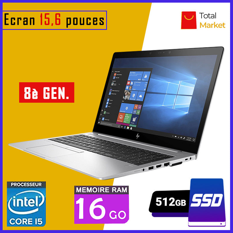 HP Elitebook 850 G5 - Core i5 - RAM 16gb - 512gb SSD / Ecran 15,6 pouces - Pavé Numérique - 8ème Génération (Dans Carton)
