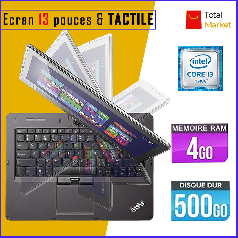 LENOVO TWIST - Ecran TACTILE - Core i3 - RAM 4gb - 500gb HDD / Ecran 13 pouces - PC Rotatif (Dans Carton)